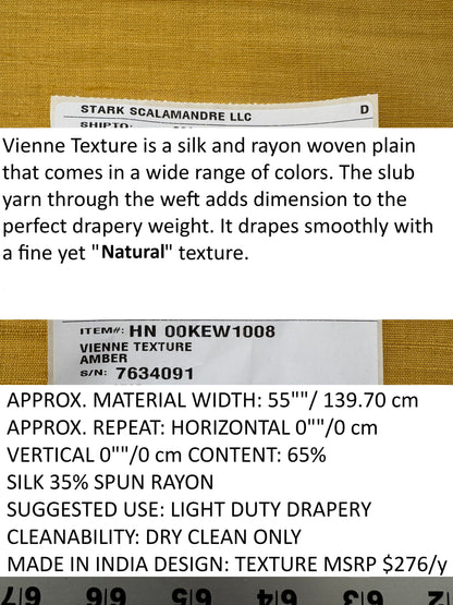 Scalamandre Vienne Texture Amber Golden Yellow Silk Solid Texture MSRP USD 276/y