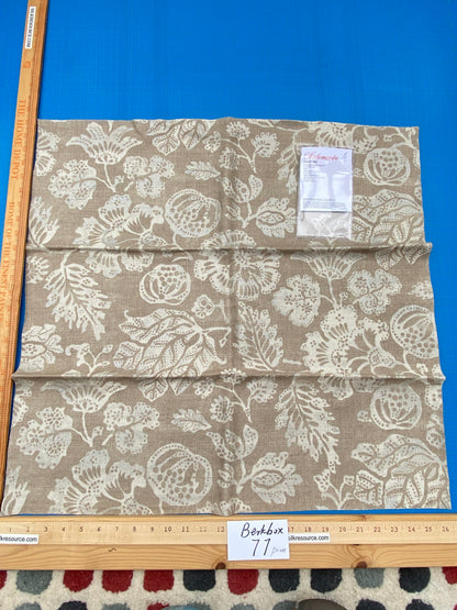 77 Berkbox77 Square Printed Fabric by Scalamandre Calais Linen Print Flax Beige Floral MSRP 300+/y