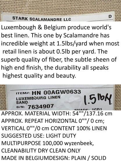 Scalamandre Luxembourg Linen Sand Beige Solid MSRP USD142/y