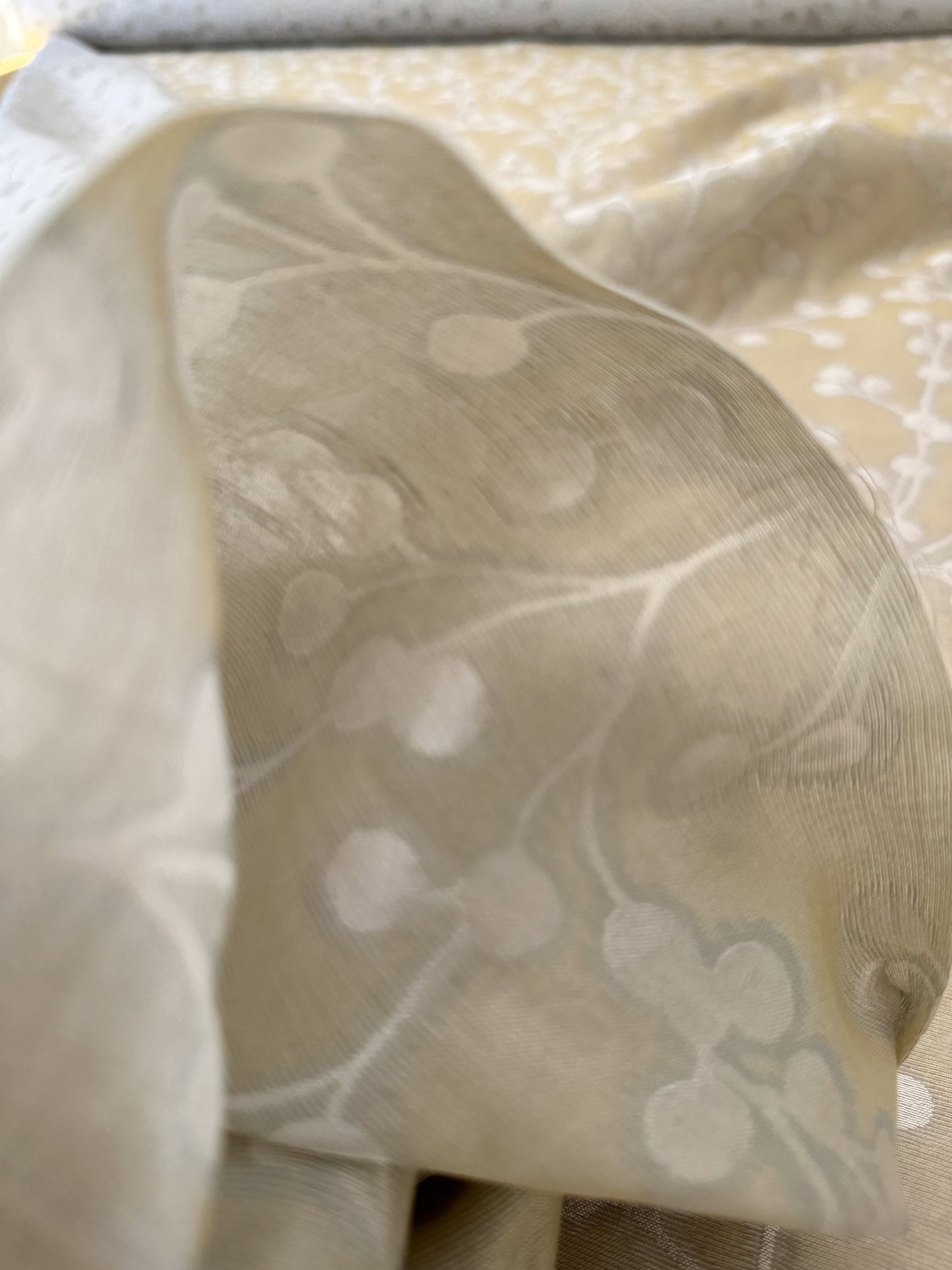 Designer Shimmering Berry Bush Double Weave Organza Semi Sheer - By The Yard -MSRP USD268/y