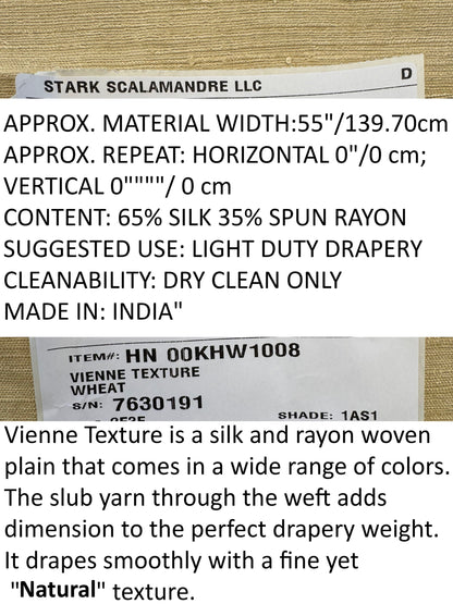 Scalamandre Vienne Texture Wheat Light Beige Silk Solid Texture MSRP USD 276/y