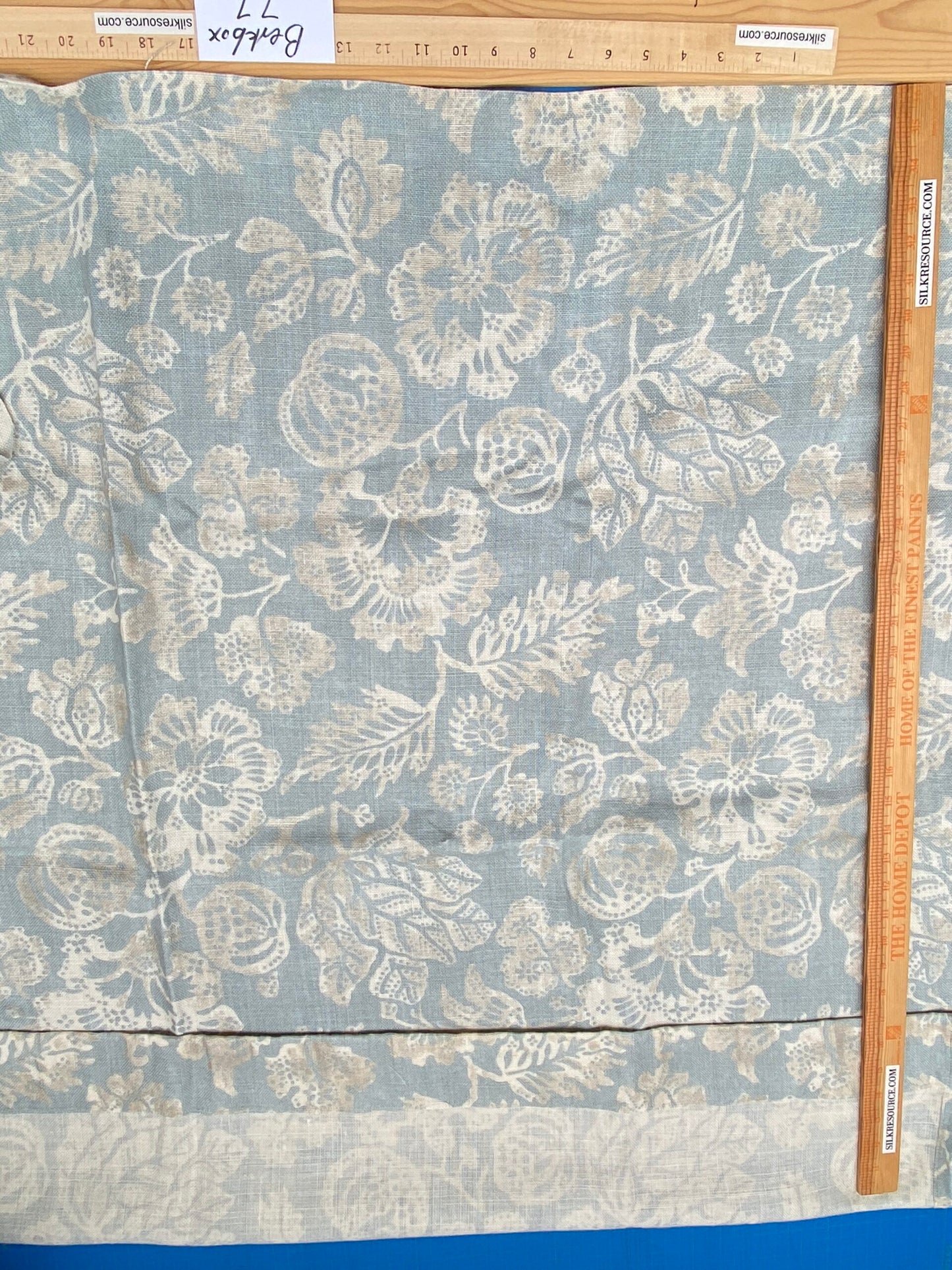82 Berkbox77 Square Printed Fabric by Scalamandre Calais Linen Print Sky Blue White Floral 1.2y x 53" MSRP 300+/y