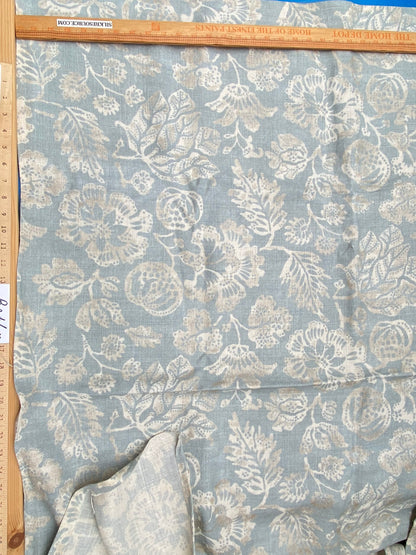 82 Berkbox77 Square Printed Fabric by Scalamandre Calais Linen Print Sky Blue White Floral 1.2y x 53" MSRP 300+/y