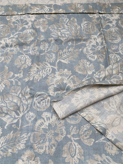 82 Berkbox77 Square Printed Fabric by Scalamandre Calais Linen Print Sky Blue White Floral 1.2y x 53" MSRP 300+/y