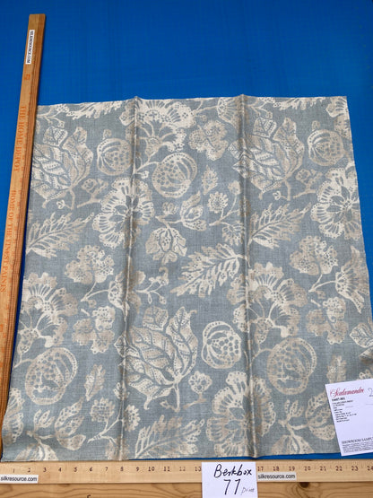 83 Berkbox77 Square Printed Fabric by Scalamandre Calais Linen Print Sky Blue White Floral MSRP 300+/y