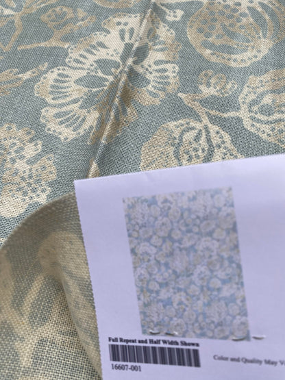 83 Berkbox77 Square Printed Fabric by Scalamandre Calais Linen Print Sky Blue White Floral MSRP 300+/y