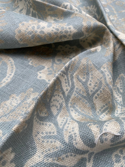 83 Berkbox77 Square Printed Fabric by Scalamandre Calais Linen Print Sky Blue White Floral MSRP 300+/y