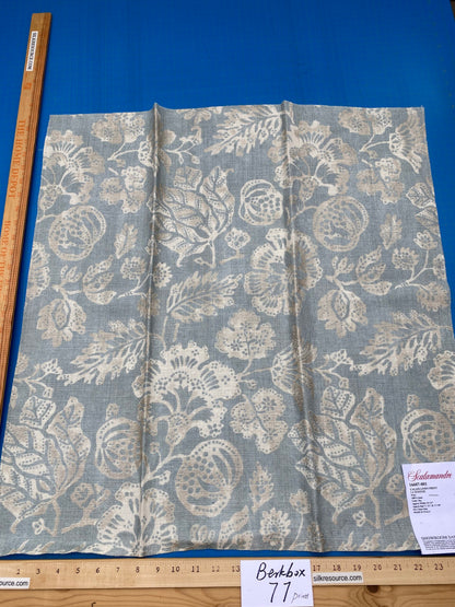 84 Berkbox77 Square Printed Fabric by Scalamandre Calais Linen Print Sky Blue White Floral MSRP 300+/y