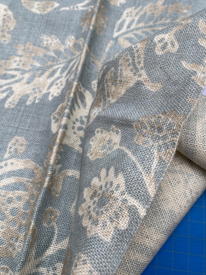 84 Berkbox77 Square Printed Fabric by Scalamandre Calais Linen Print Sky Blue White Floral MSRP 300+/y