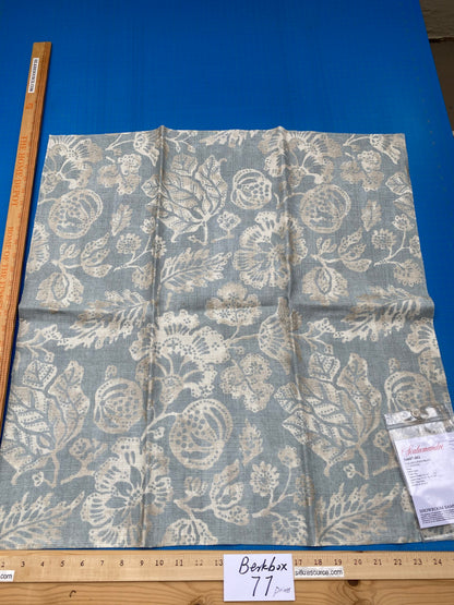 86 Berkbox77 Square Printed Fabric by Scalamandre Calais Linen Print Sky Blue White Floral MSRP 300+/y
