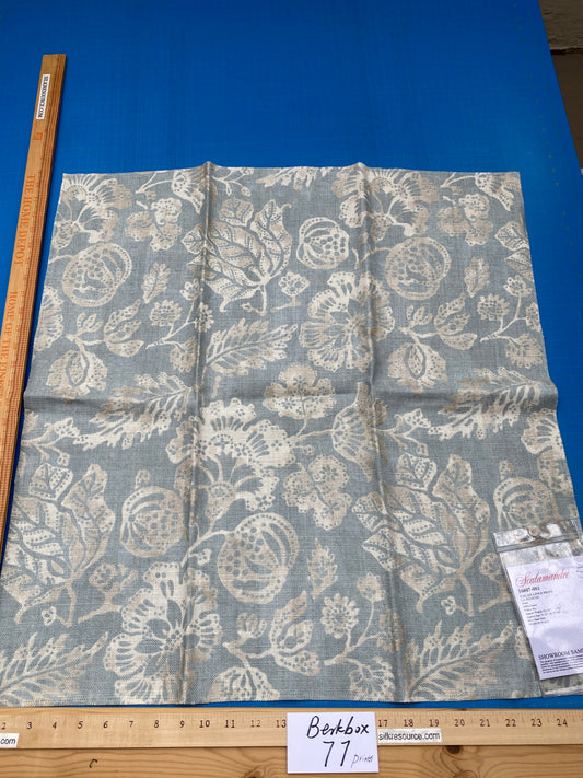 86 Berkbox77 Square Printed Fabric by Scalamandre Calais Linen Print Sky Blue White Floral MSRP 300+/y