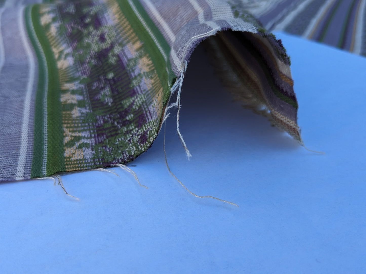 Scalamandre Loring II in Lavender Purple Green Neoclassic Flower Stripe Laurel Wreath Jacquard MSRP USD256/y