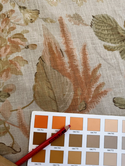 Lee Jofa Clarendon Linen Print Floral Beige Pink Blue Natural English Cottage Garden Heavy Linen Lilac Rose - By The Yard- MSRP USD 276/y