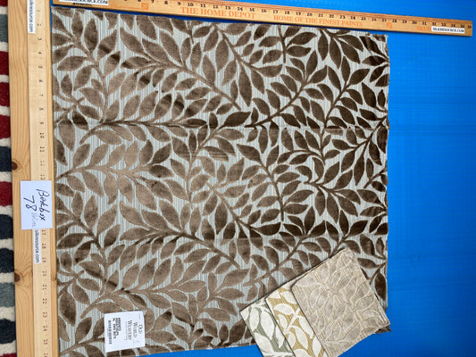 1 Berkbox78 Square Velvet by Scalamandre Argento Aqua/Taupe Cut-Velvet Leaves Brown MSRP USD 380/y