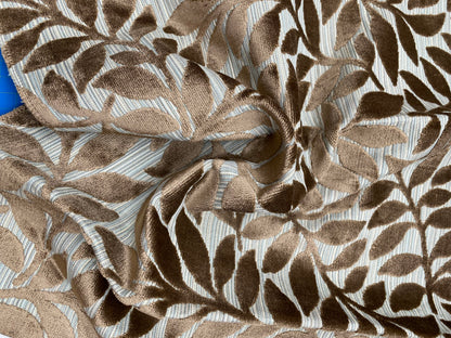 1 Berkbox78 Square Velvet by Scalamandre Argento Aqua/Taupe Cut-Velvet Leaves Brown MSRP USD 380/y