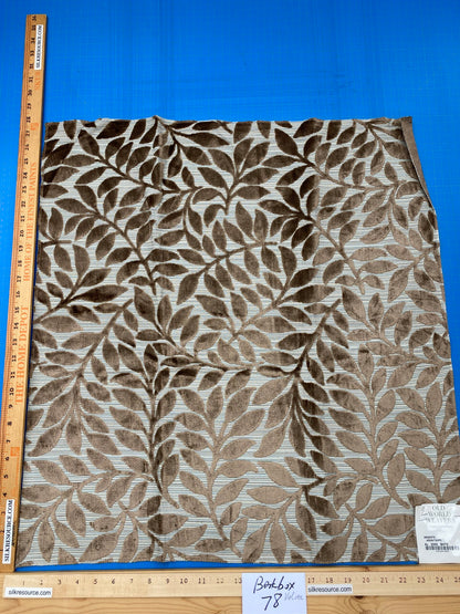 2 Berkbox78 Square Velvet by Scalamandre Argento Aqua/Taupe Cut-Velvet Leaves Brown MSRP USD 380/y