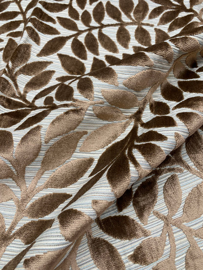 2 Berkbox78 Square Velvet by Scalamandre Argento Aqua/Taupe Cut-Velvet Leaves Brown MSRP USD 380/y