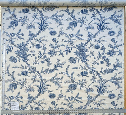 by yard Scalamandre Grey Watkins Languedoc Blue White Botanic Fern and Thistle Southern France Toile Circa 1790 MSRP USD 364/y