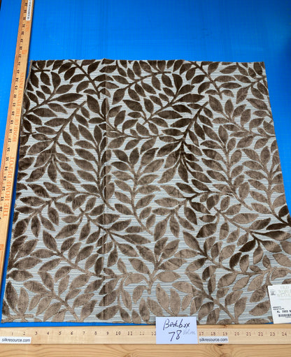 3 Berkbox78 Square Velvet by Scalamandre Argento Aqua/Taupe Cut-Velvet Leaves Brown MSRP USD 380/y