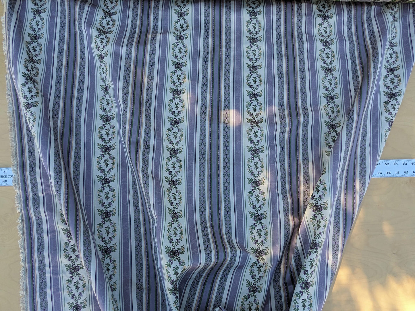 Scalamandre Loring II in Lavender Purple Green Neoclassic Flower Stripe Laurel Wreath Jacquard MSRP USD256/y