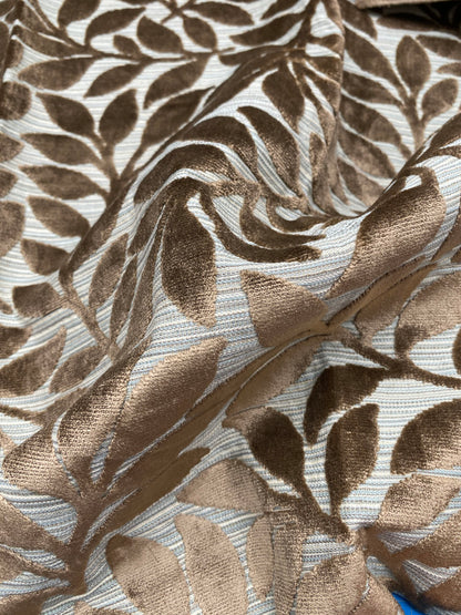 3 Berkbox78 Square Velvet by Scalamandre Argento Aqua/Taupe Cut-Velvet Leaves Brown MSRP USD 380/y