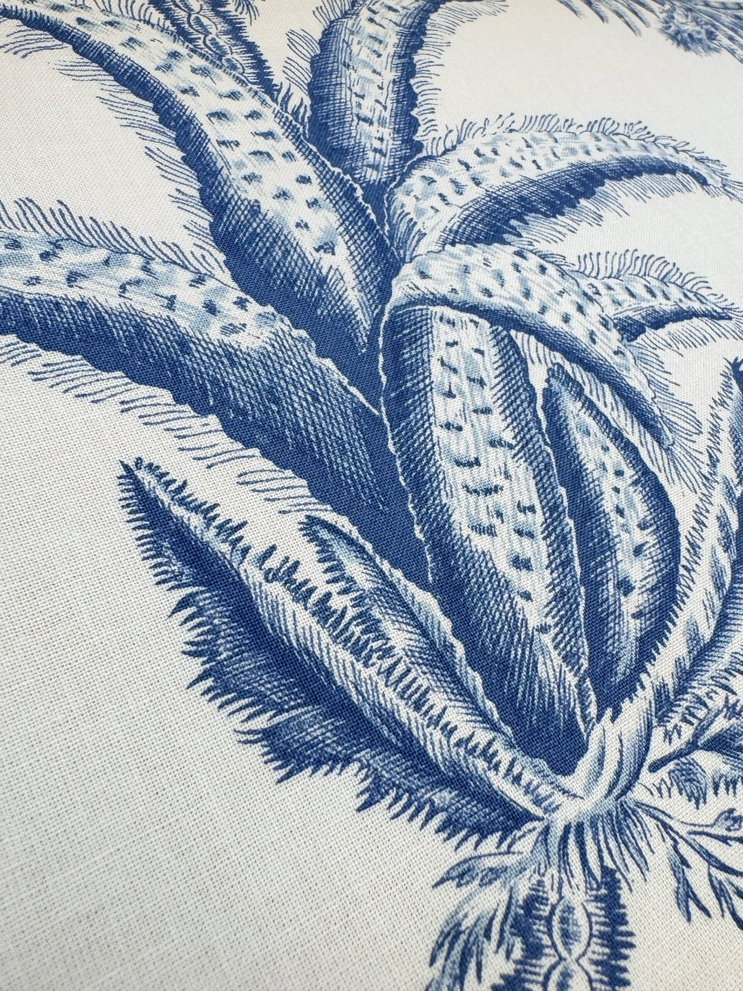 by yard Scalamandre Grey Watkins Languedoc Blue White Botanic Fern and Thistle Southern France Toile Circa 1790 MSRP USD 364/y