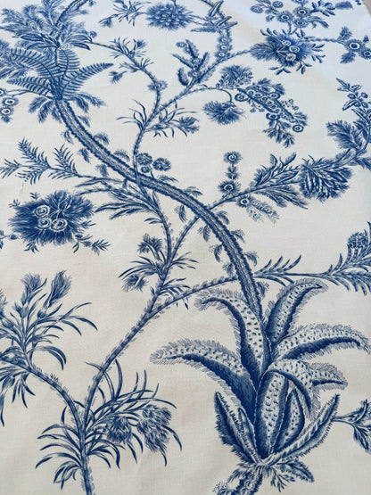 by yard Scalamandre Grey Watkins Languedoc Blue White Botanic Fern and Thistle Southern France Toile Circa 1790 MSRP USD 364/y