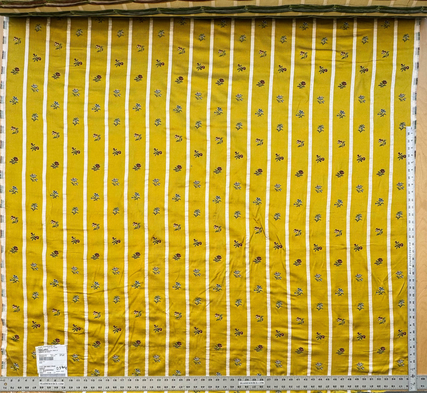 Scalamandre Old World Weavers Furetto Yellow Floral Stripe Yellow White Pink Blue Petite Flower Silk MSRP USD 1180/y