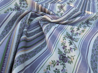 Scalamandre Loring II in Lavender Purple Green Neoclassic Flower Stripe Laurel Wreath Jacquard MSRP USD256/y