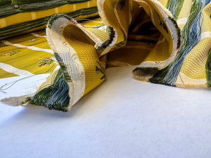 Scalamandre Old World Weavers Furetto Yellow Floral Stripe Yellow White Pink Blue Petite Flower Silk MSRP USD 1180/y