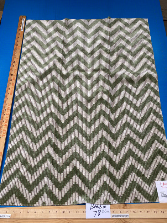 6 Berkbox78 Square Velvet by Fonthill Carnaby Moss Green White Chevron MSRP USD 294/y