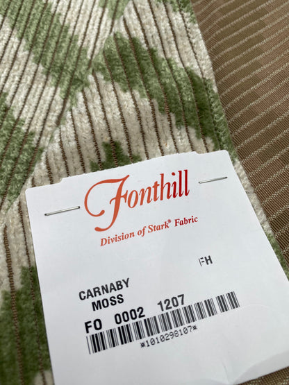 6 Berkbox78 Square Velvet by Fonthill Carnaby Moss Green White Chevron MSRP USD 294/y