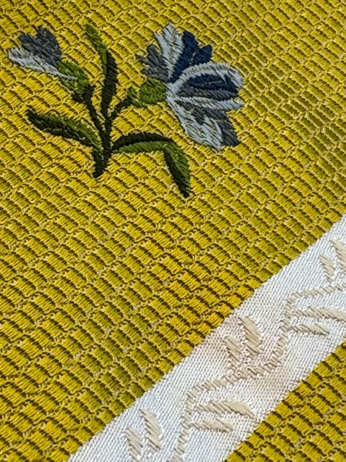 Scalamandre Old World Weavers Furetto Yellow Floral Stripe Yellow White Pink Blue Petite Flower Silk MSRP USD 1180/y