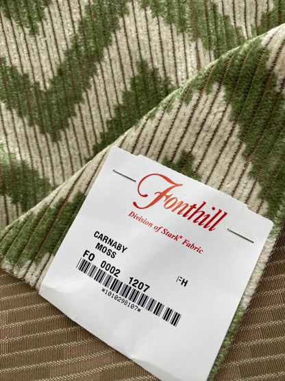 6 Berkbox78 Square Velvet by Fonthill Carnaby Moss Green White Chevron MSRP USD 294/y