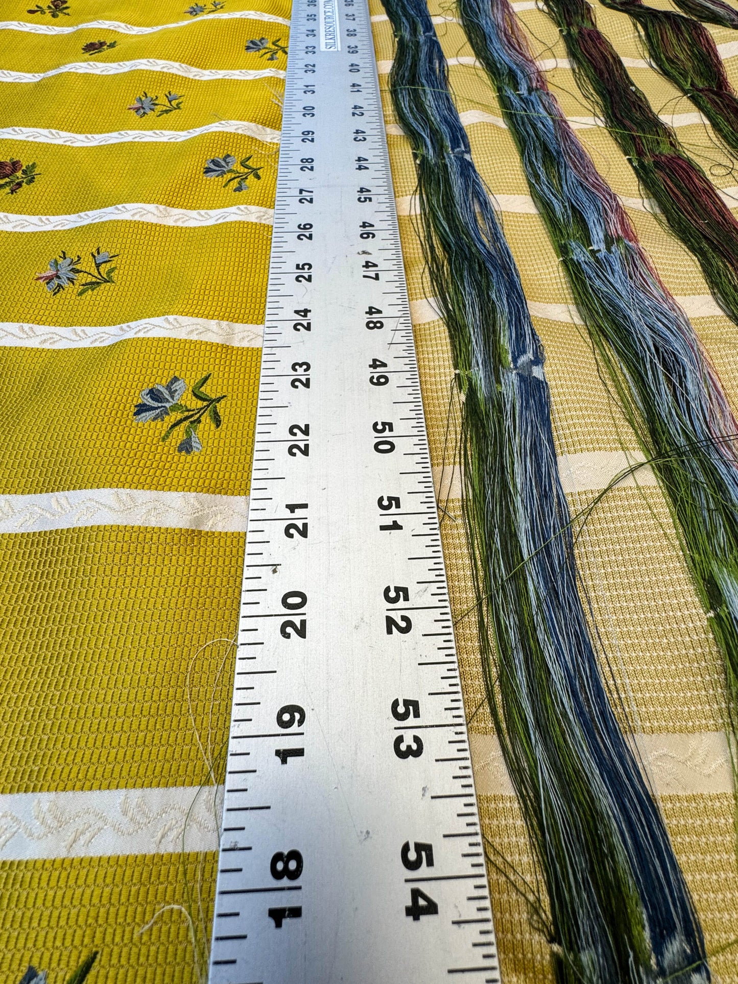 Scalamandre Old World Weavers Furetto Yellow Floral Stripe Yellow White Pink Blue Petite Flower Silk MSRP USD 1180/y