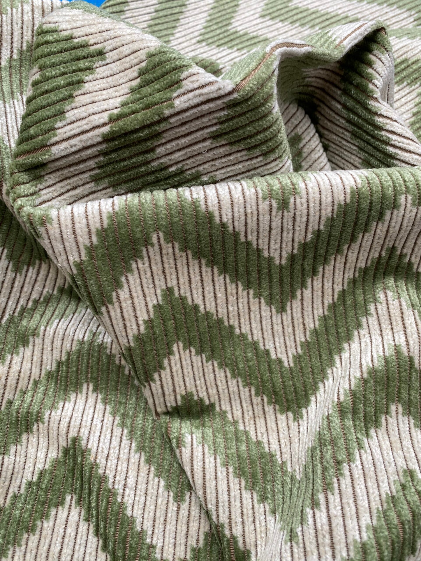 6 Berkbox78 Square Velvet by Fonthill Carnaby Moss Green White Chevron MSRP USD 294/y