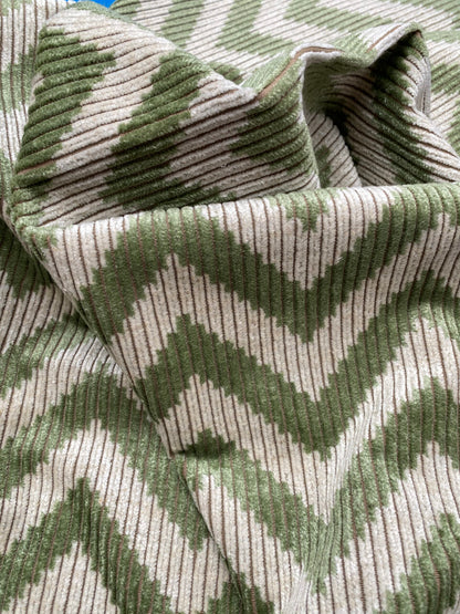 6 Berkbox78 Square Velvet by Fonthill Carnaby Moss Green White Chevron MSRP USD 294/y