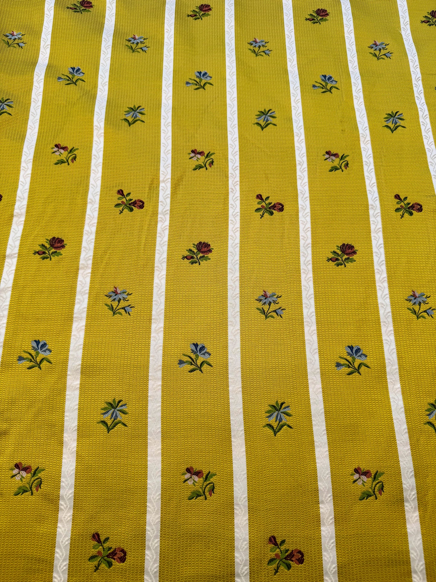 Scalamandre Old World Weavers Furetto Yellow Floral Stripe Yellow White Pink Blue Petite Flower Silk MSRP USD 1180/y