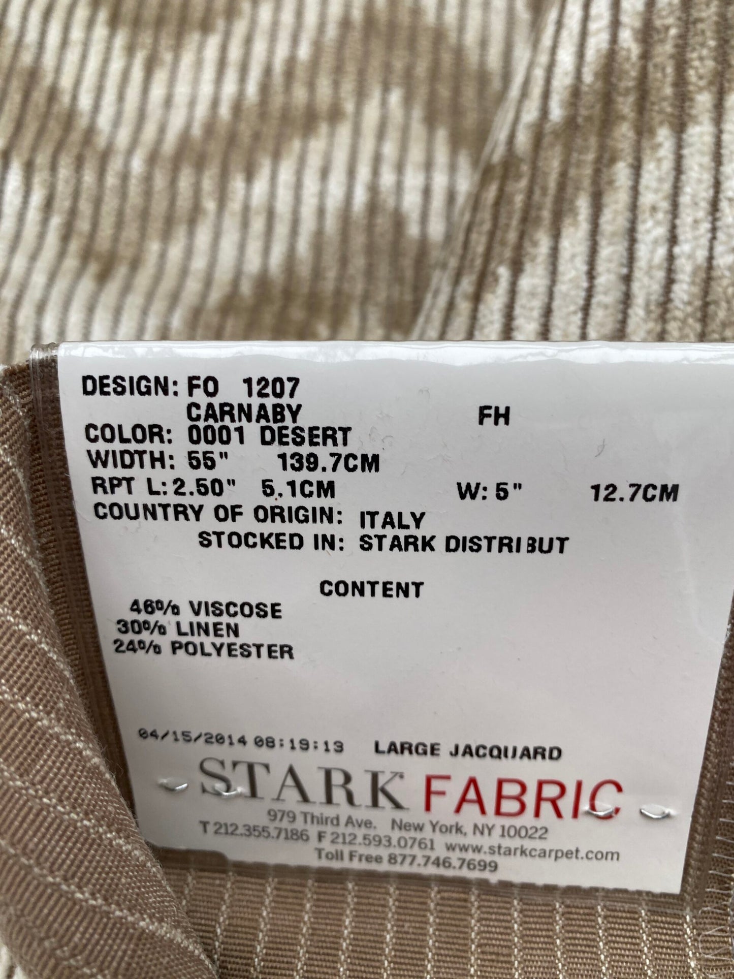 7 Berkbox78 Square Velvet by Fonthill Carnaby Desert Brown White Chevron1.1YD X 25" MSRP USD 294/y