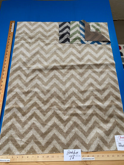 8 Berkbox78 Square Velvet by Fonthill Carnaby Desert Brown White Chevron1YD X 26" MSRP USD 294/y