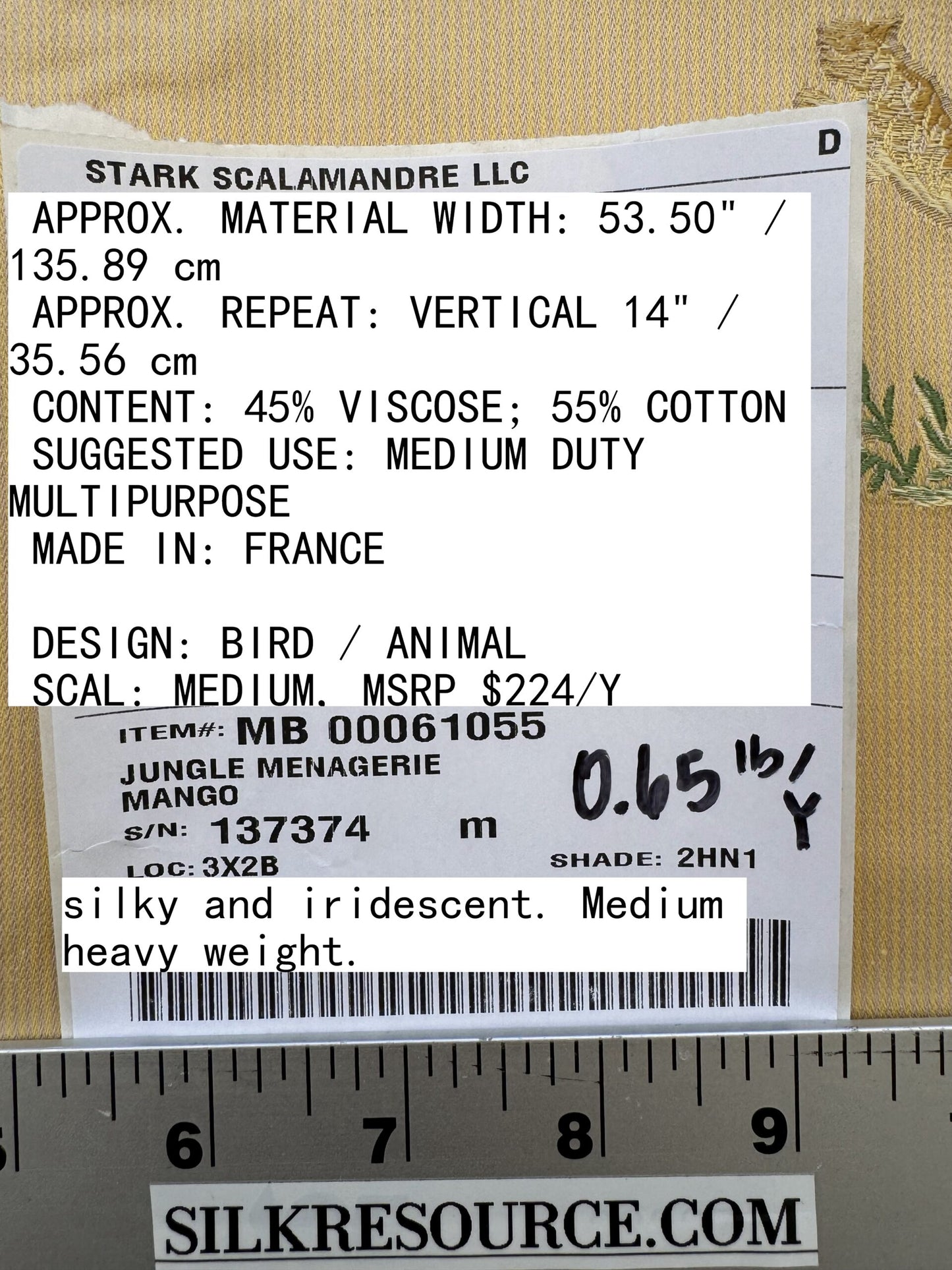 Scalamandre Jungle Menagerie in Mango Gold Animals Safari Africa Elephant Leopard Giraffe Ostrich MSRP USD 224/Y