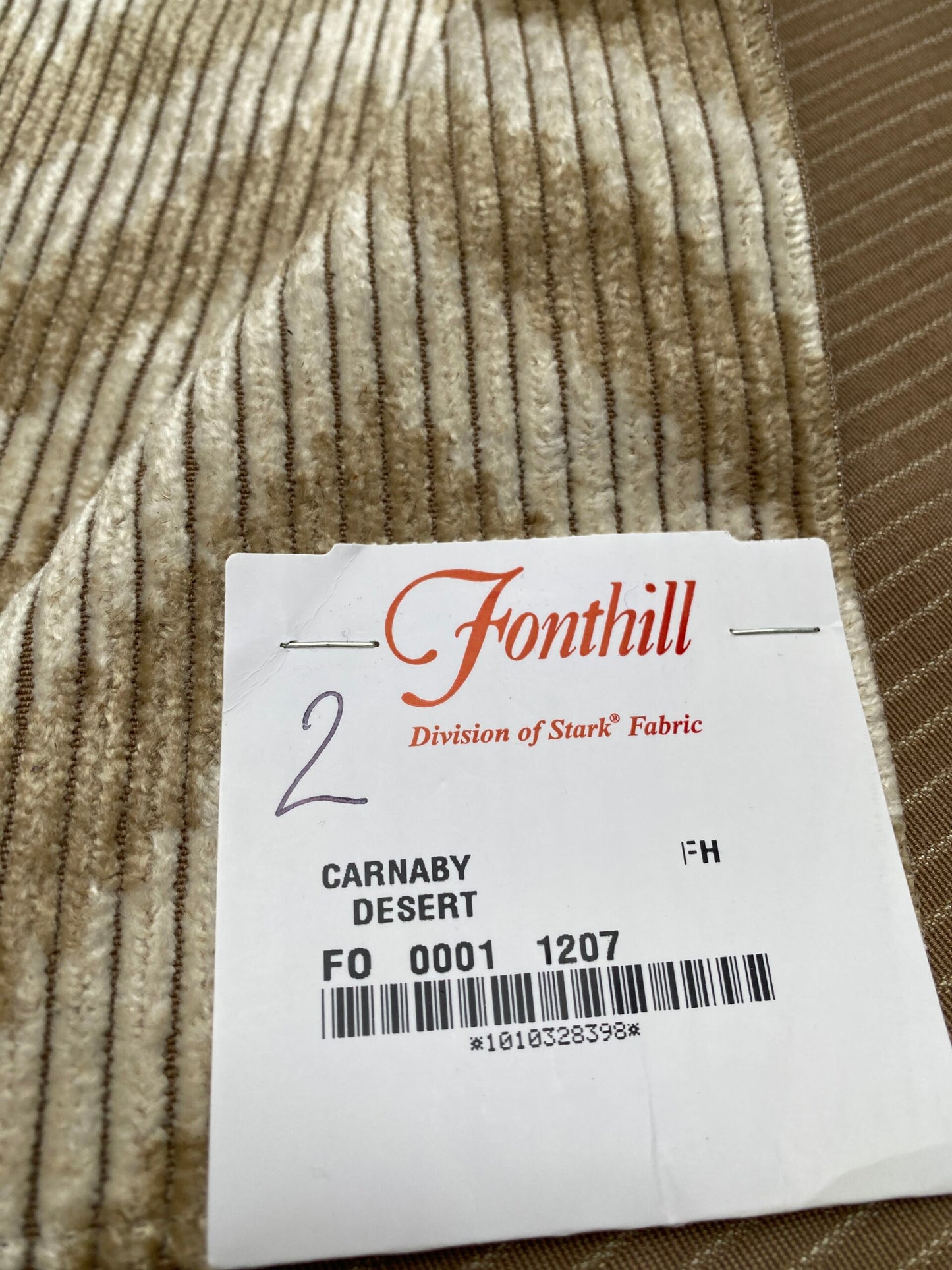 8 Berkbox78 Square Velvet by Fonthill Carnaby Desert Brown White Chevron1YD X 26" MSRP USD 294/y