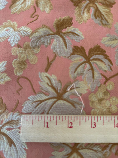 Beacon Hill Ivy Arbor Dark Apricot Silk Pink Red Gold Foliage Grape Vine Silk Lampas Floral Heavy