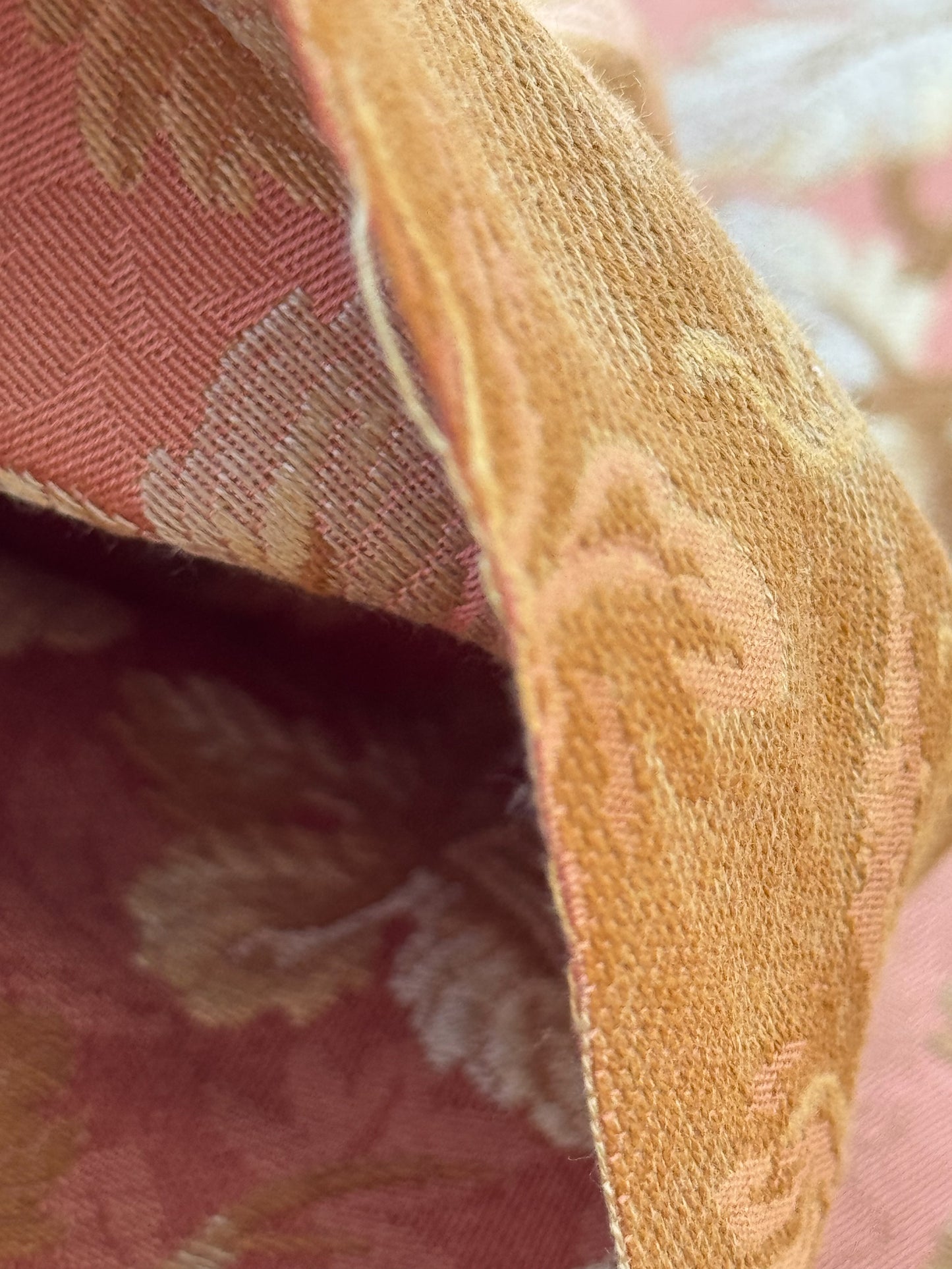 Beacon Hill Ivy Arbor Dark Apricot Silk Pink Red Gold Foliage Grape Vine Silk Lampas Floral Heavy