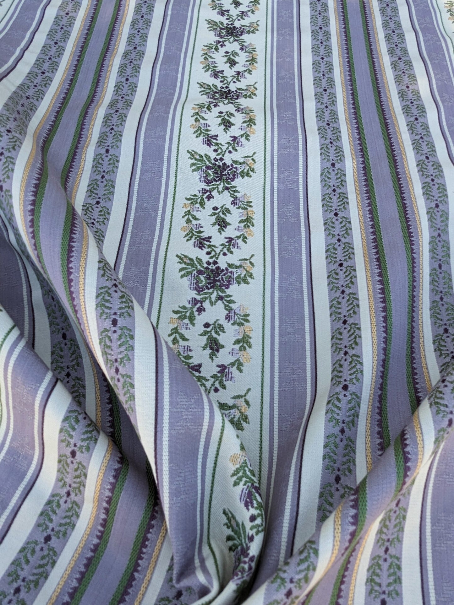 Scalamandre Loring II in Lavender Purple Green Neoclassic Flower Stripe Laurel Wreath Jacquard MSRP USD256/y