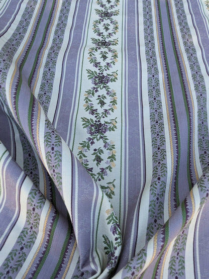 Scalamandre Loring II in Lavender Purple Green Neoclassic Flower Stripe Laurel Wreath Jacquard MSRP USD256/y