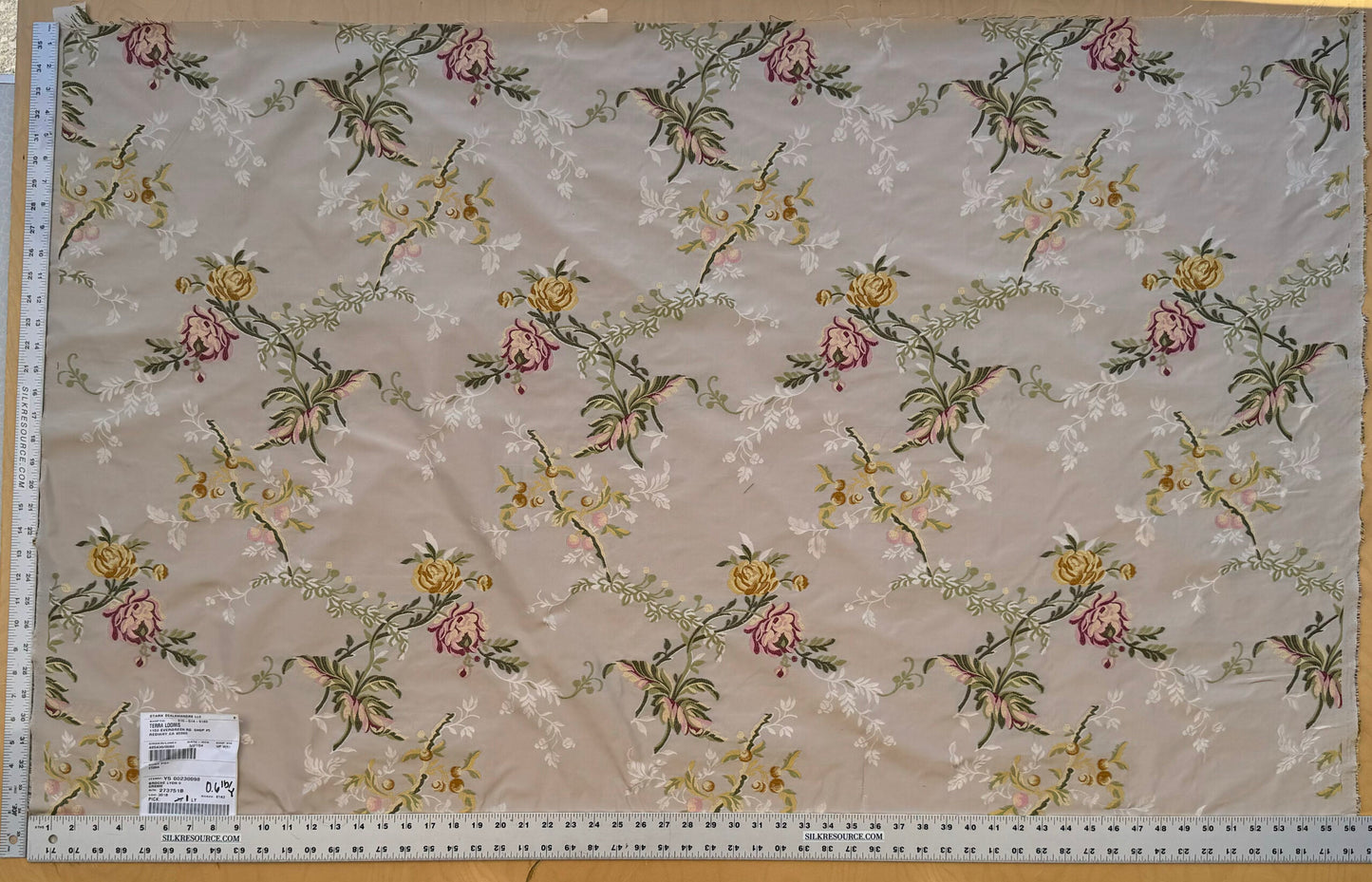 0.77Yard Scalamandre Broche Lyon II Creme Silk Floral Cream Beige MSRP USD 1087/y