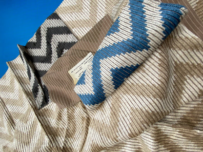 12 Berkbox78 Square Velvet by Fonthill Carnaby Desert Brown White Chevron MSRP USD 294/y