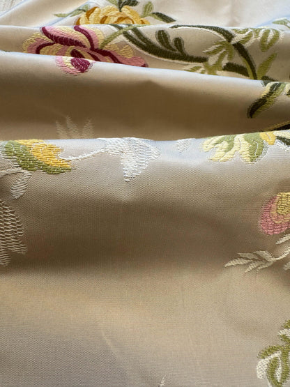 0.77Yard Scalamandre Broche Lyon II Creme Silk Floral Cream Beige MSRP USD 1087/y
