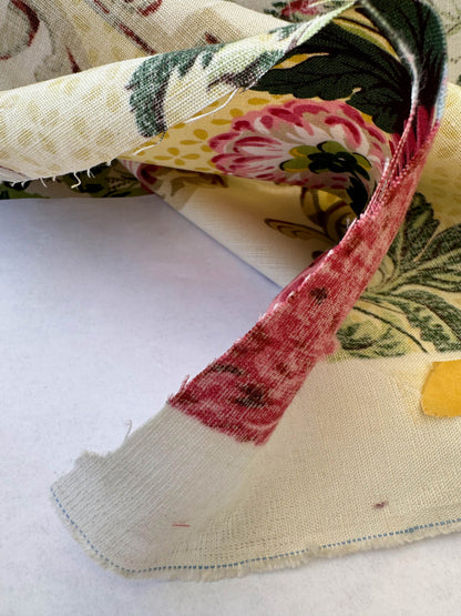 Scalamandre Belgrave Panel Multi/Yellow Red Green White Floral Dalia Rose Morning Glory Large Scale Cotton Linen Chintz MSRP USD 170/y